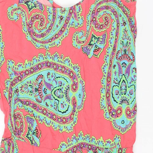 Marks and Spencer Womens Multicoloured Paisley Viscose Playsuit One-Piece Size 12 Button