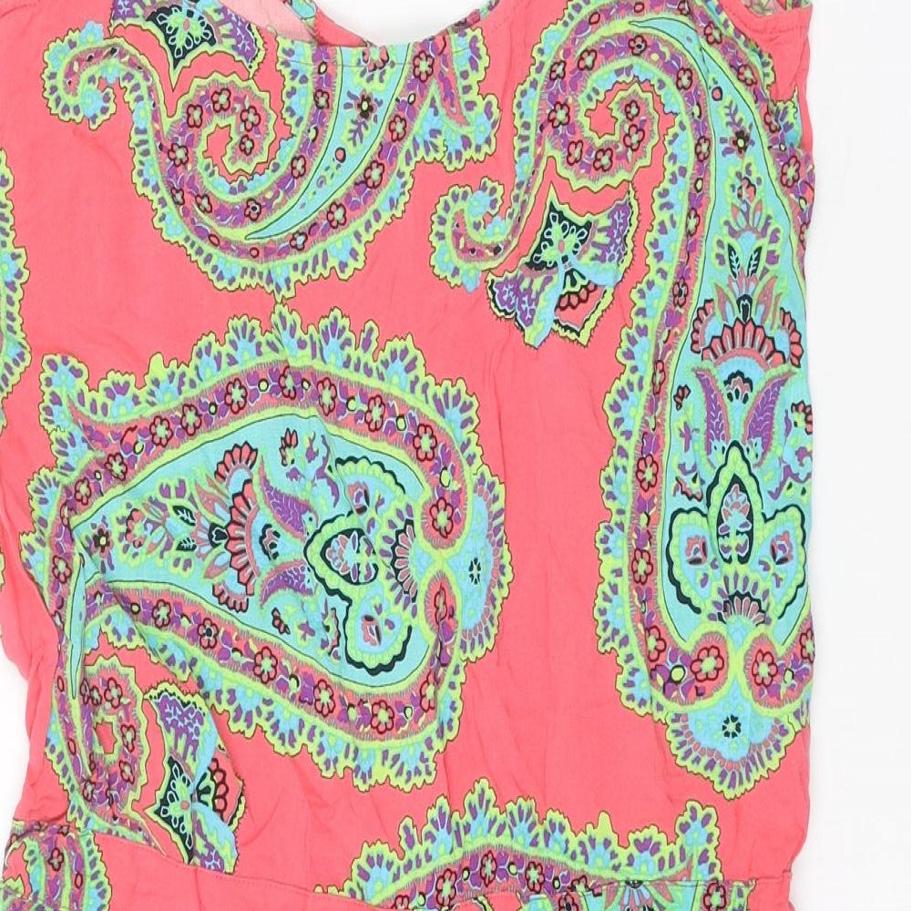 Marks and Spencer Womens Multicoloured Paisley Viscose Playsuit One-Piece Size 12 Button