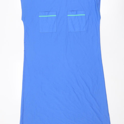 St Michael Womens Blue Polyester T-Shirt Dress Size 14 Round Neck Pullover