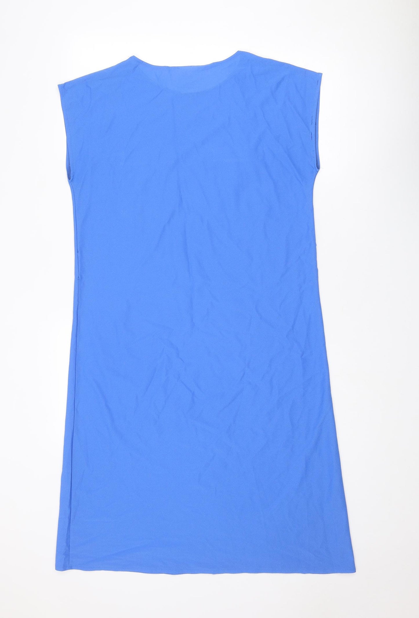 St Michael Womens Blue Polyester T-Shirt Dress Size 14 Round Neck Pullover