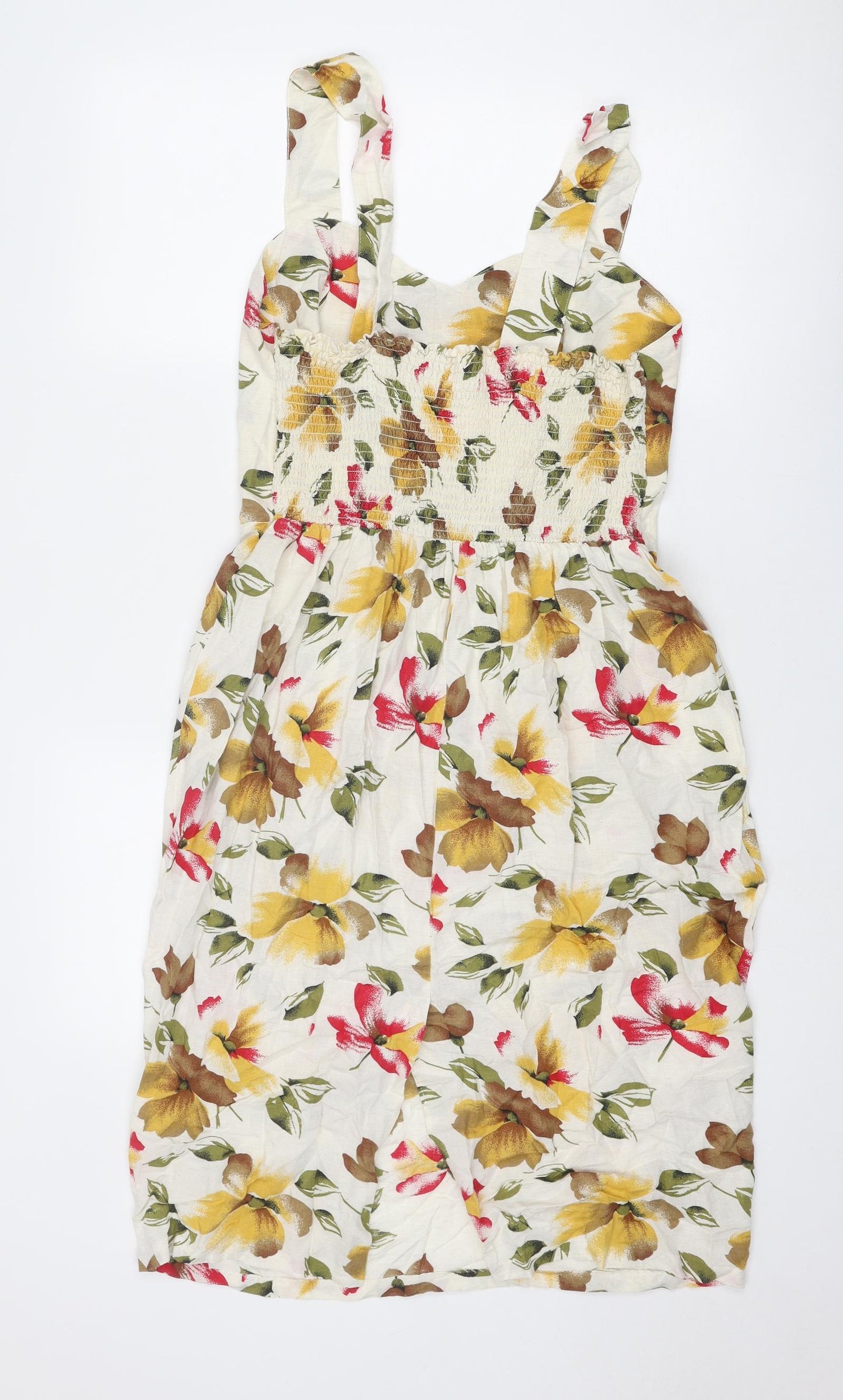 St Michael Womens Multicoloured Floral Viscose Slip Dress Size 14 V-Neck Pullover