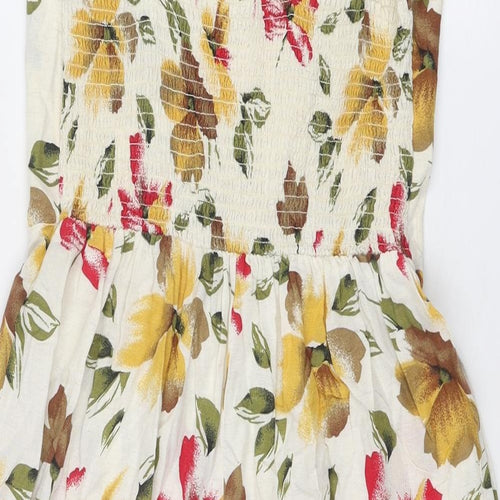 St Michael Womens Multicoloured Floral Viscose Slip Dress Size 14 V-Neck Pullover