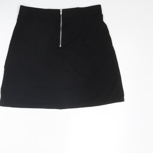 Divided by H&M Womens Black Viscose A-Line Skirt Size M Zip