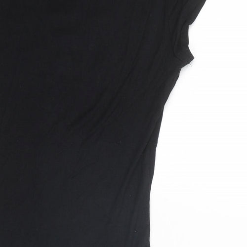 Hot & Delicious Womens Black Viscose Bodysuit One-Piece Size S Drawstring