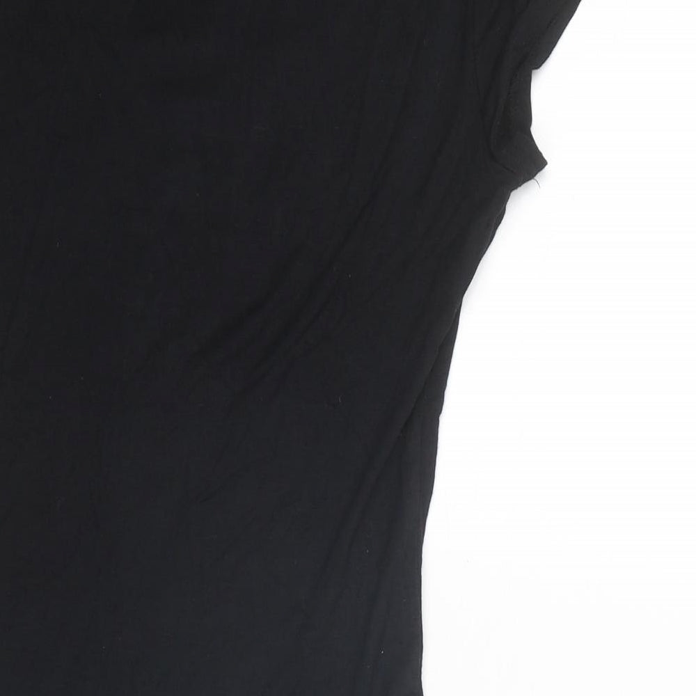 Hot & Delicious Womens Black Viscose Bodysuit One-Piece Size S Drawstring