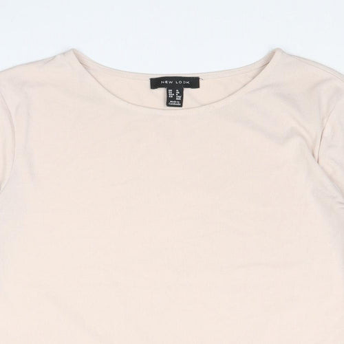 New Look Womens Pink Polyester Basic Blouse Size 12 Round Neck