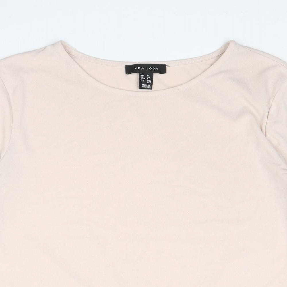 New Look Womens Pink Polyester Basic Blouse Size 12 Round Neck