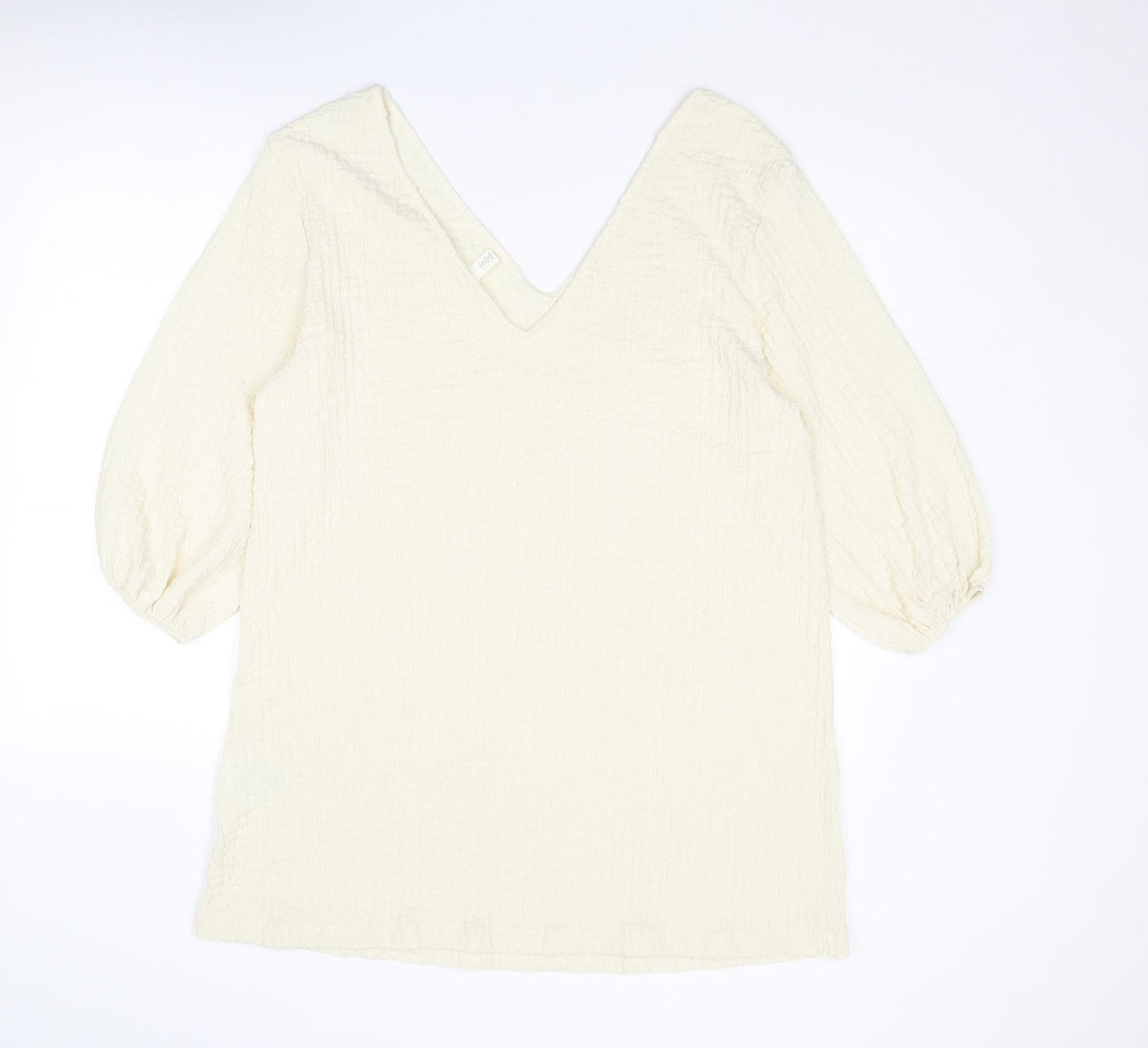 H&M Womens Ivory Polyester A-Line Size S V-Neck Pullover
