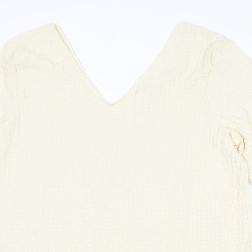 H&M Womens Ivory Polyester A-Line Size S V-Neck Pullover