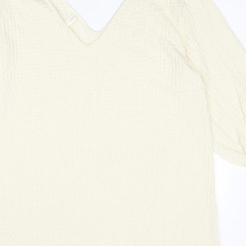 H&M Womens Ivory Polyester A-Line Size S V-Neck Pullover