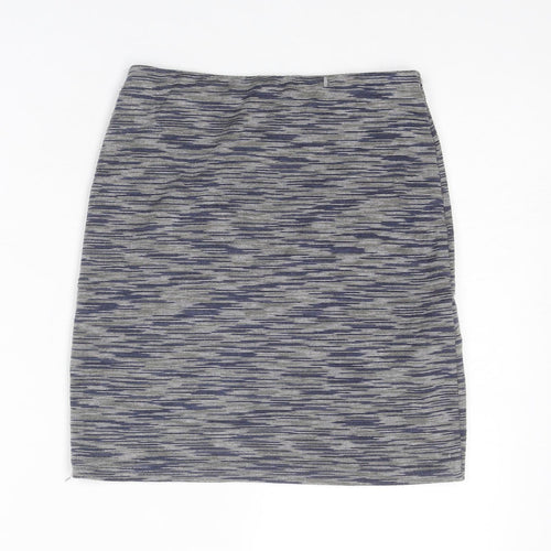 New Look Womens Grey Geometric Polyester A-Line Skirt Size 6