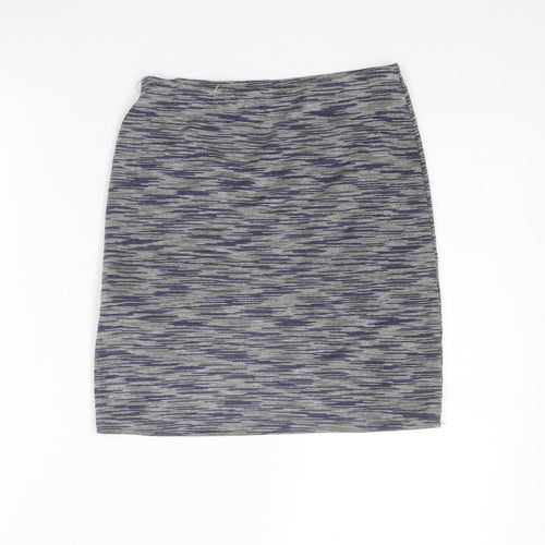 New Look Womens Grey Geometric Polyester A-Line Skirt Size 6