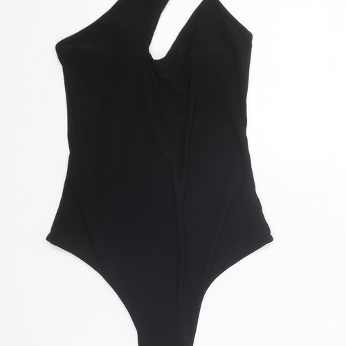 PRETTYLITTLETHING Womens Black Polyester Bodysuit One-Piece Size 8 Zip