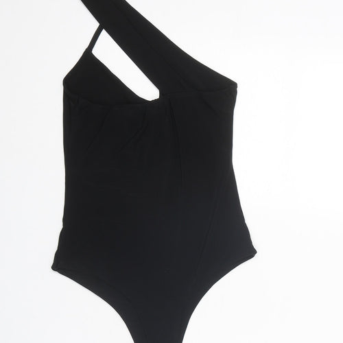 PRETTYLITTLETHING Womens Black Polyester Bodysuit One-Piece Size 8 Zip