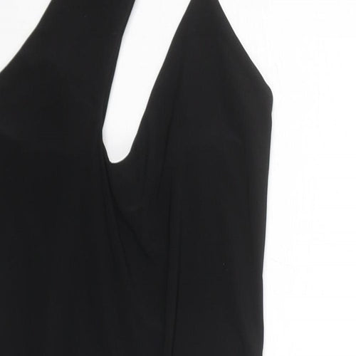 PRETTYLITTLETHING Womens Black Polyester Bodysuit One-Piece Size 8 Zip