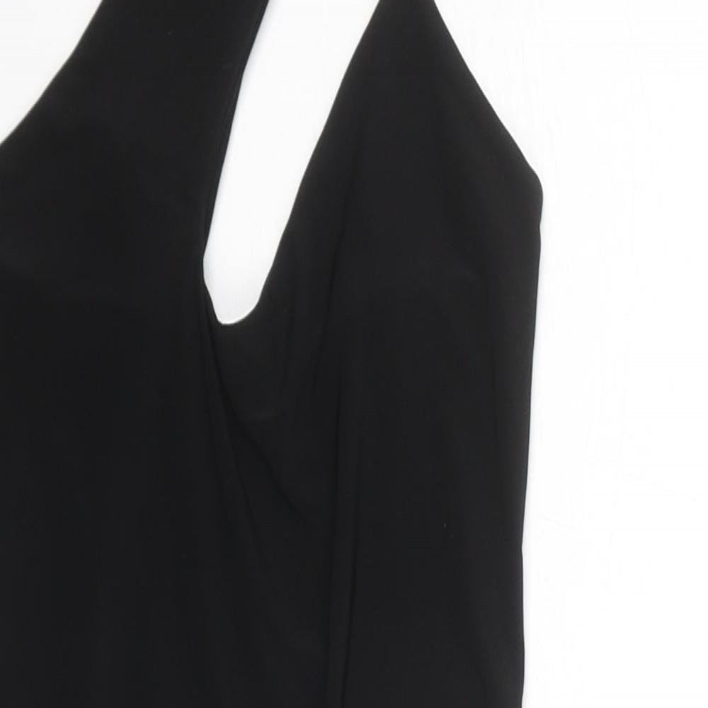 PRETTYLITTLETHING Womens Black Polyester Bodysuit One-Piece Size 8 Zip