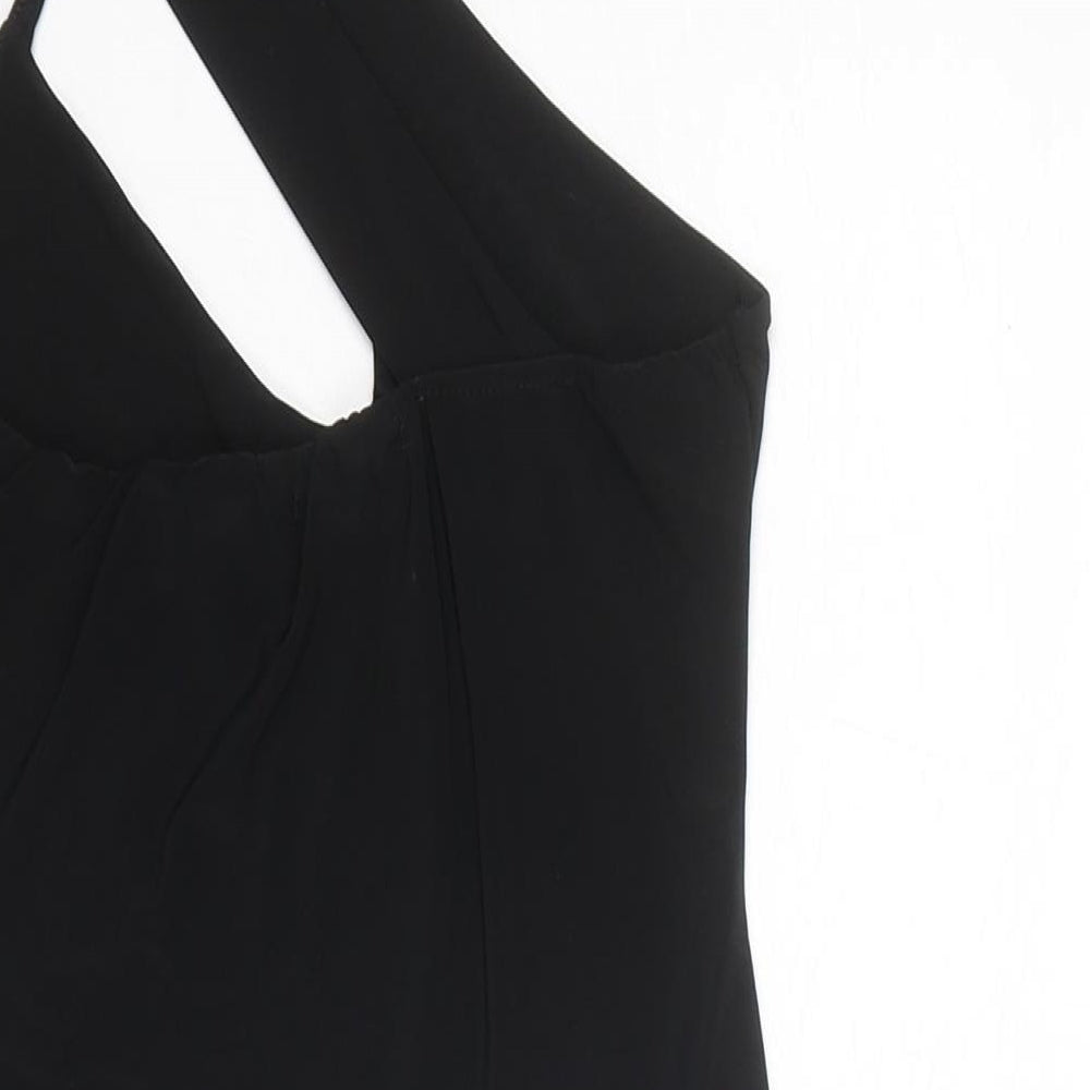 PRETTYLITTLETHING Womens Black Polyester Bodysuit One-Piece Size 8 Zip
