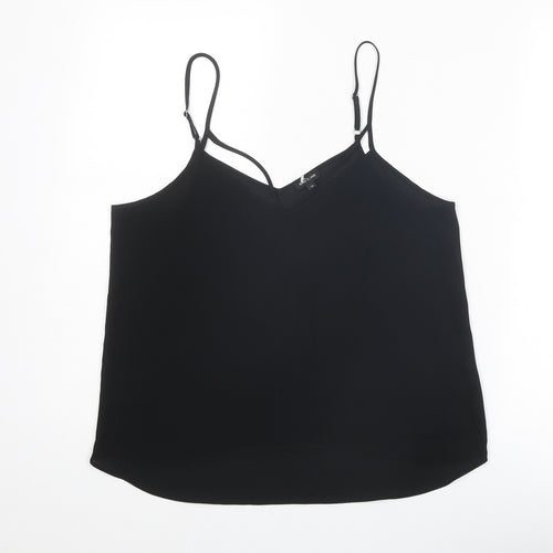 River Island Womens Black Polyester Basic Tank Size 10 V-Neck