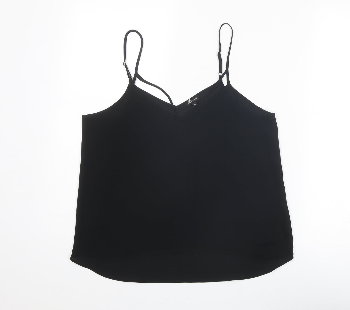 River Island Womens Black Polyester Basic Tank Size 10 V-Neck