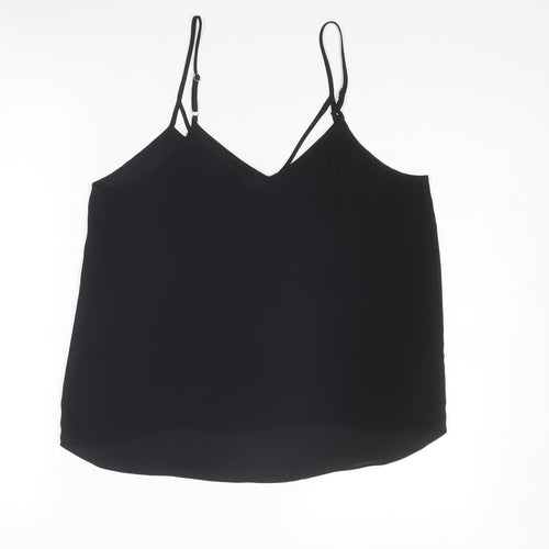 River Island Womens Black Polyester Basic Tank Size 10 V-Neck