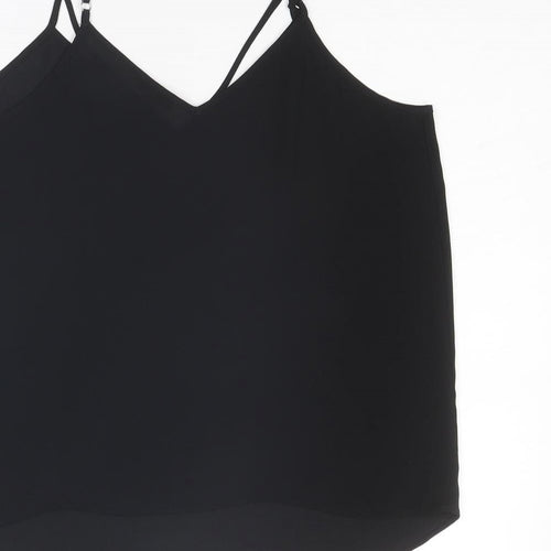 River Island Womens Black Polyester Basic Tank Size 10 V-Neck