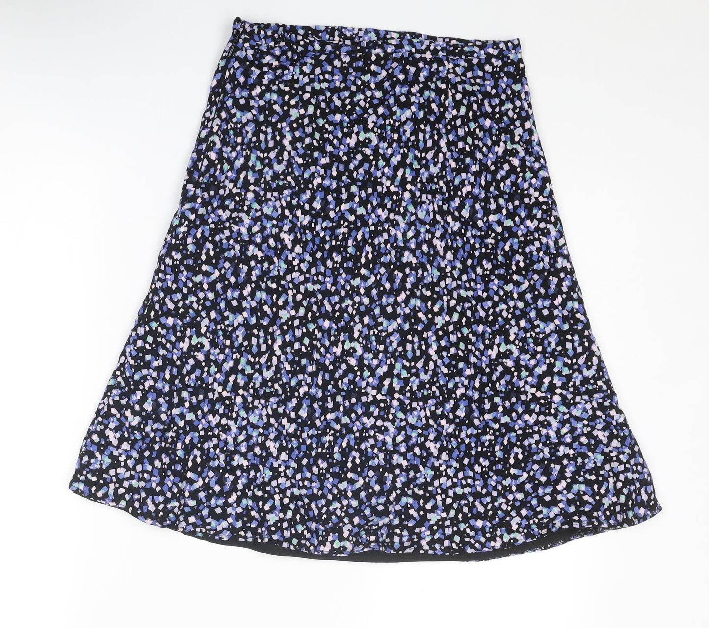 Marks and Spencer Womens Multicoloured Geometric Viscose Swing Skirt Size 8 Zip