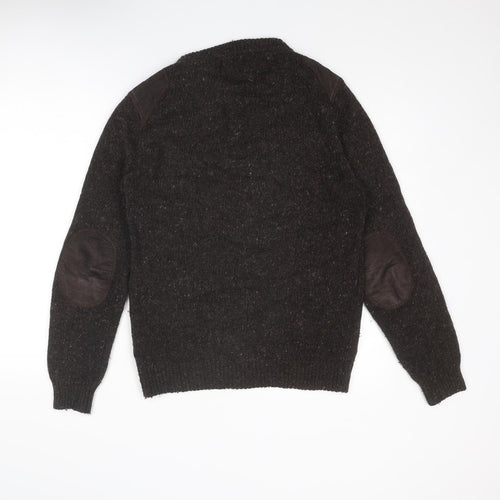 NEXT Mens Brown Round Neck Wool Pullover Jumper Size S Long Sleeve