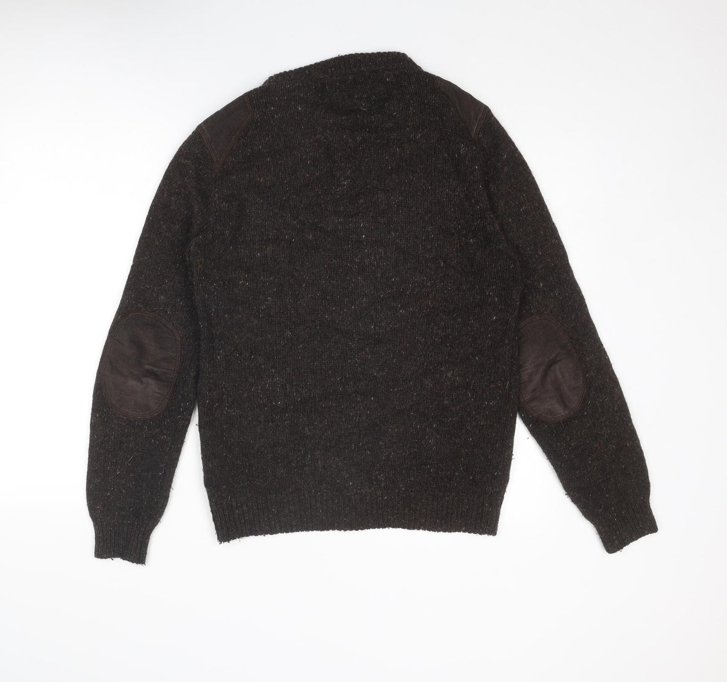 NEXT Mens Brown Round Neck Wool Pullover Jumper Size S Long Sleeve