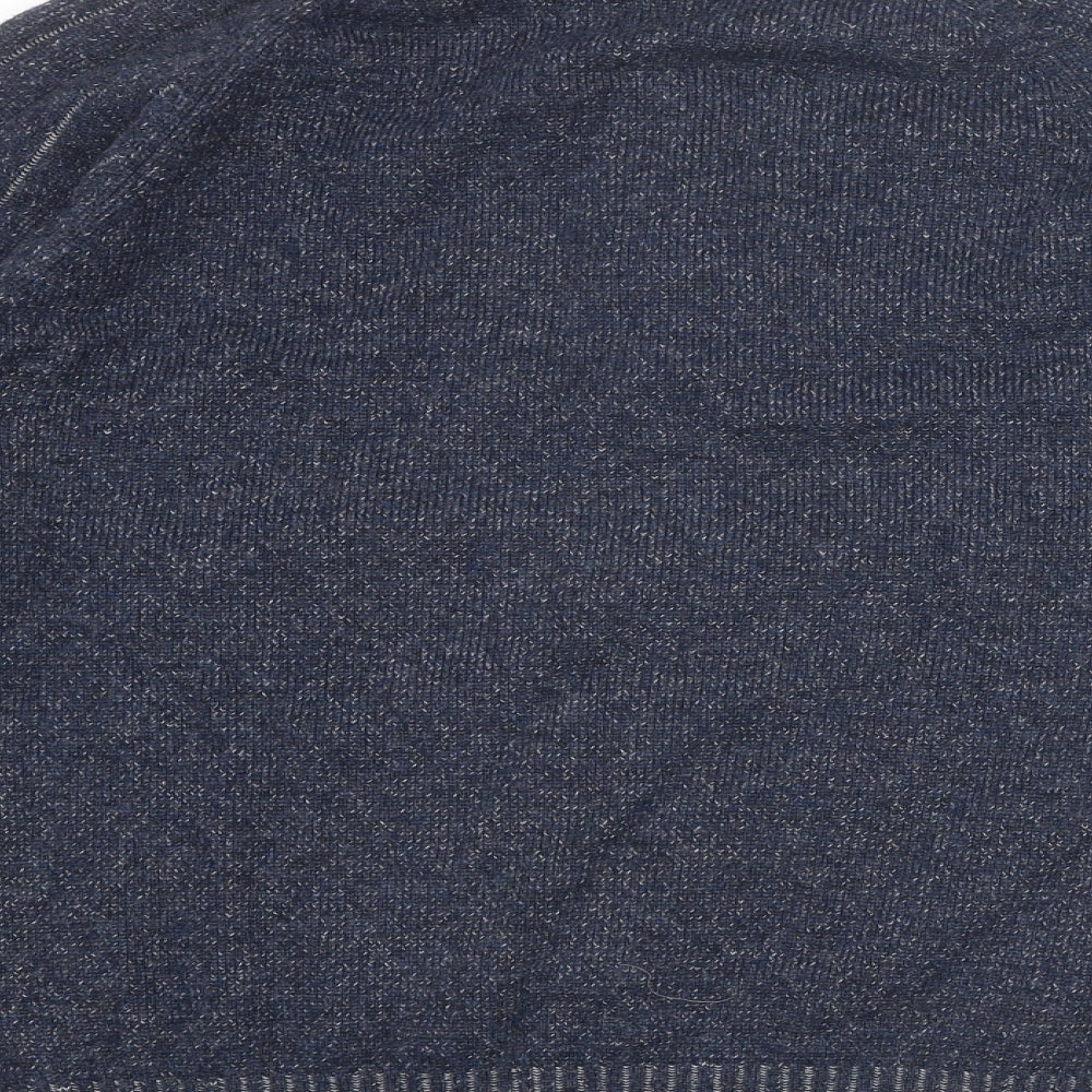 Wolsey Mens Blue High Neck Wool Henley Jumper Size S Long Sleeve