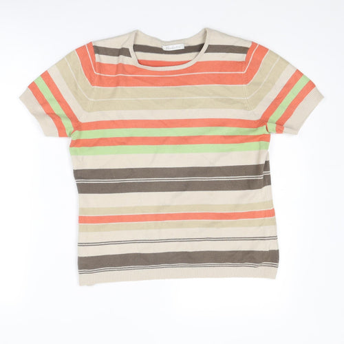Berkertex Womens Multicoloured Round Neck Striped Acrylic Pullover Jumper Size 16