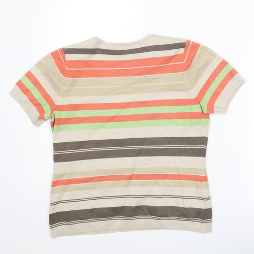 Berkertex Womens Multicoloured Round Neck Striped Acrylic Pullover Jumper Size 16