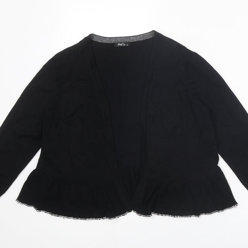M&Co Womens Black V-Neck Viscose Cardigan Jumper Size 12
