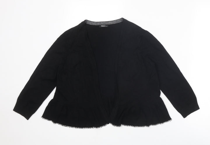 M&Co Womens Black V-Neck Viscose Cardigan Jumper Size 12