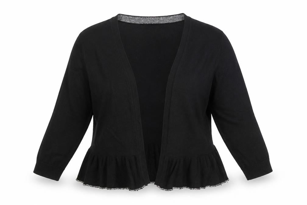 M&Co Womens Black V-Neck Viscose Cardigan Jumper Size 12