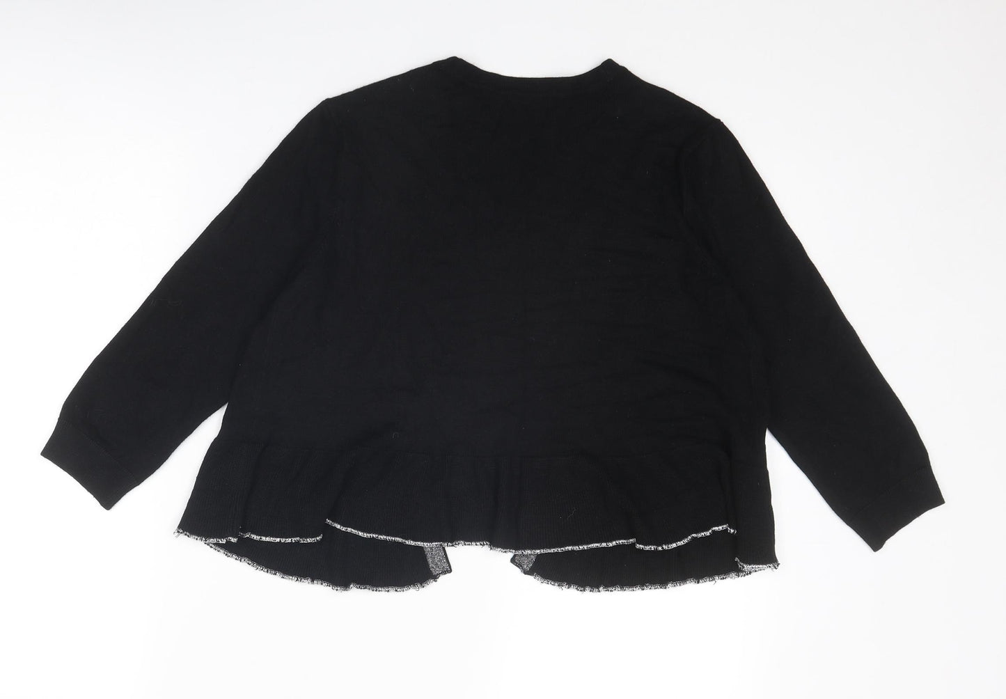 M&Co Womens Black V-Neck Viscose Cardigan Jumper Size 12