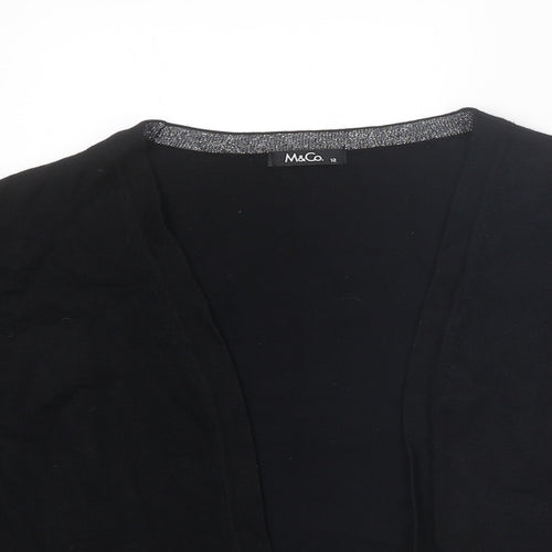 M&Co Womens Black V-Neck Viscose Cardigan Jumper Size 12