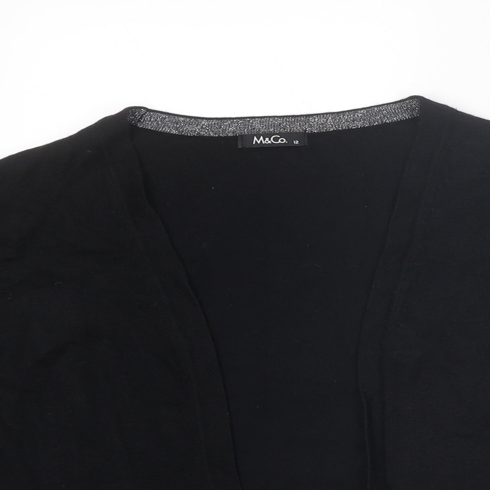 M&Co Womens Black V-Neck Viscose Cardigan Jumper Size 12
