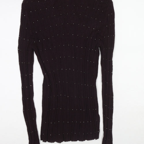 NEXT Womens Brown Round Neck Viscose Pullover Jumper Size 10