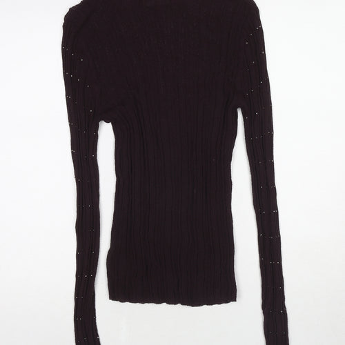 NEXT Womens Brown Round Neck Viscose Pullover Jumper Size 10
