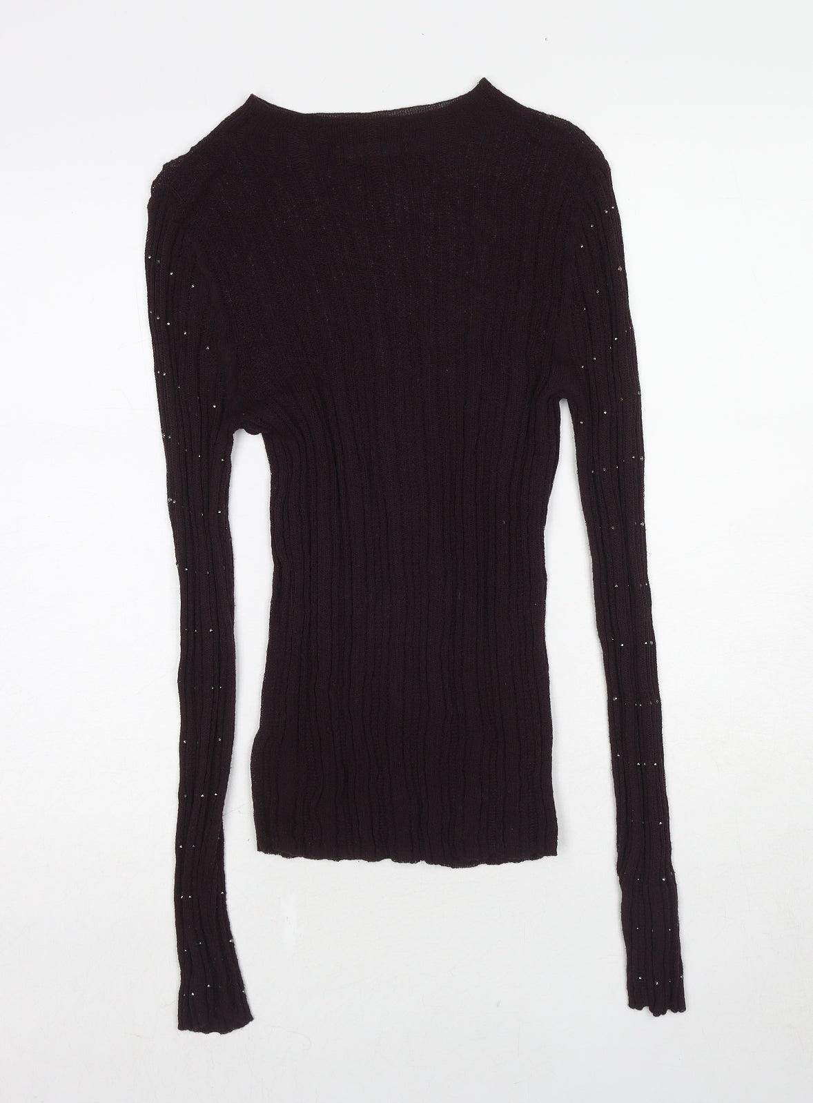 NEXT Womens Brown Round Neck Viscose Pullover Jumper Size 10