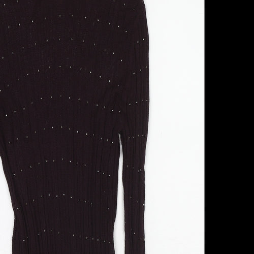 NEXT Womens Brown Round Neck Viscose Pullover Jumper Size 10