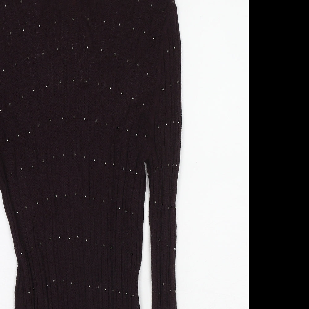 NEXT Womens Brown Round Neck Viscose Pullover Jumper Size 10