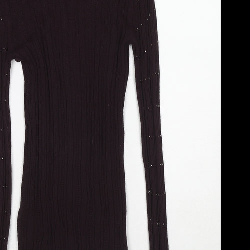 NEXT Womens Brown Round Neck Viscose Pullover Jumper Size 10