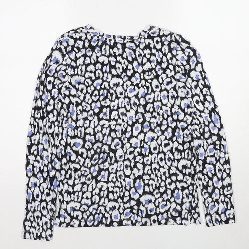 Marks and Spencer Womens Multicoloured Animal Print Polyester Basic T-Shirt Size 6 Boat Neck - Leopard Print