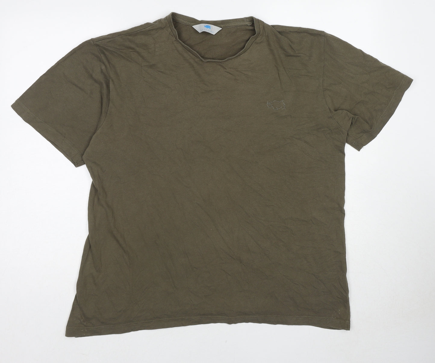 BadRhino Mens Green Cotton T-Shirt Size M Round Neck