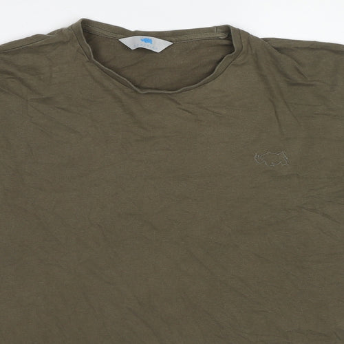 BadRhino Mens Green Cotton T-Shirt Size M Round Neck