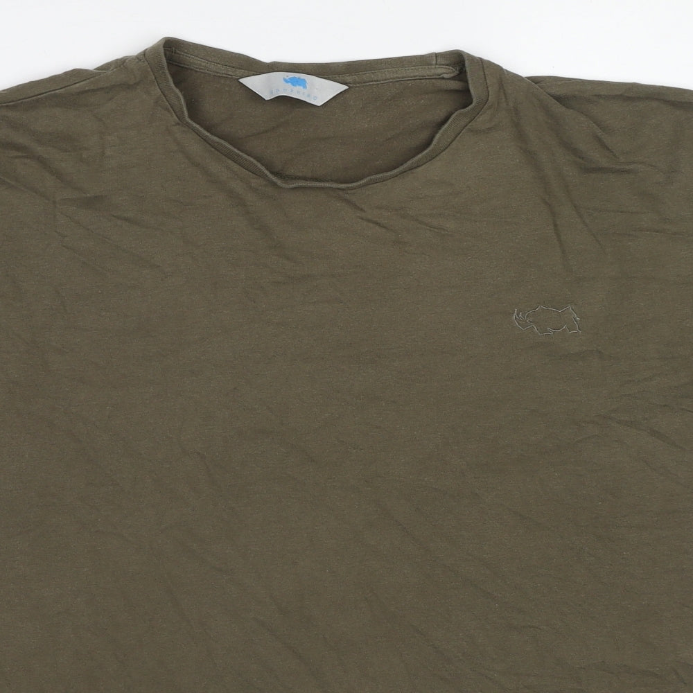 BadRhino Mens Green Cotton T-Shirt Size M Round Neck