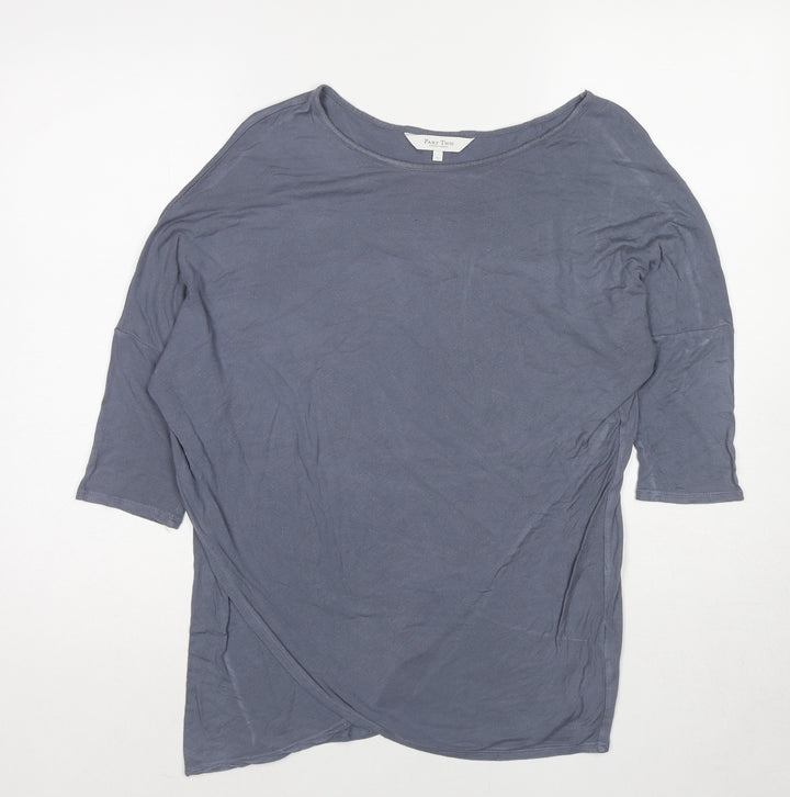 Part Two Womens Grey Polyester Basic T-Shirt Size L Boat Neck