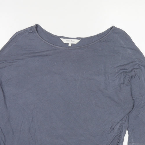 Part Two Womens Grey Polyester Basic T-Shirt Size L Boat Neck