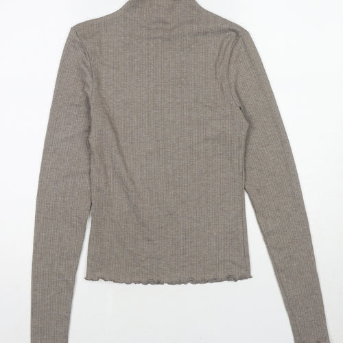 NEXT Womens Brown High Neck Polyester Pullover Jumper Size S - Lettuce Hem